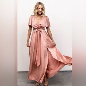 Baltic Born Sicily Satin Dress, Pink, Size Large